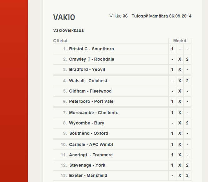 Vakio vihjeet kierrokselle 36